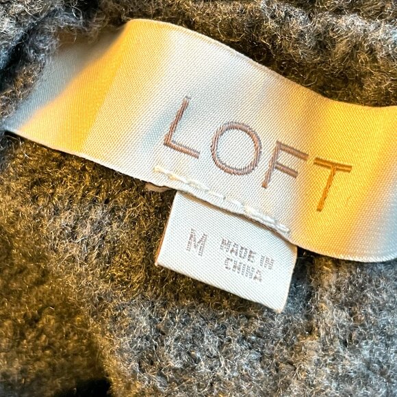 LOFT Ribbed Turtleneck Midi Sweater Dress MEDIUM Gray - Picture 6 of 8
